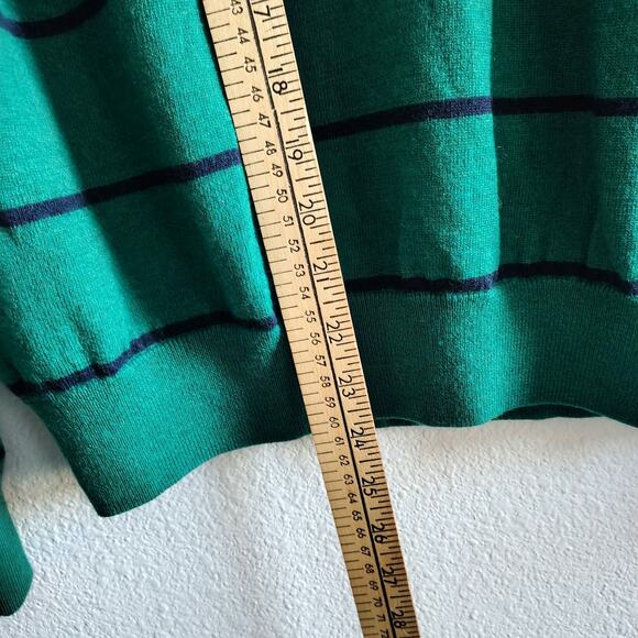 Brooks Brothers Mens Large Green Blue Stripe Crewneck Merino Wool Sweater Preppy - Picture 7 of 7